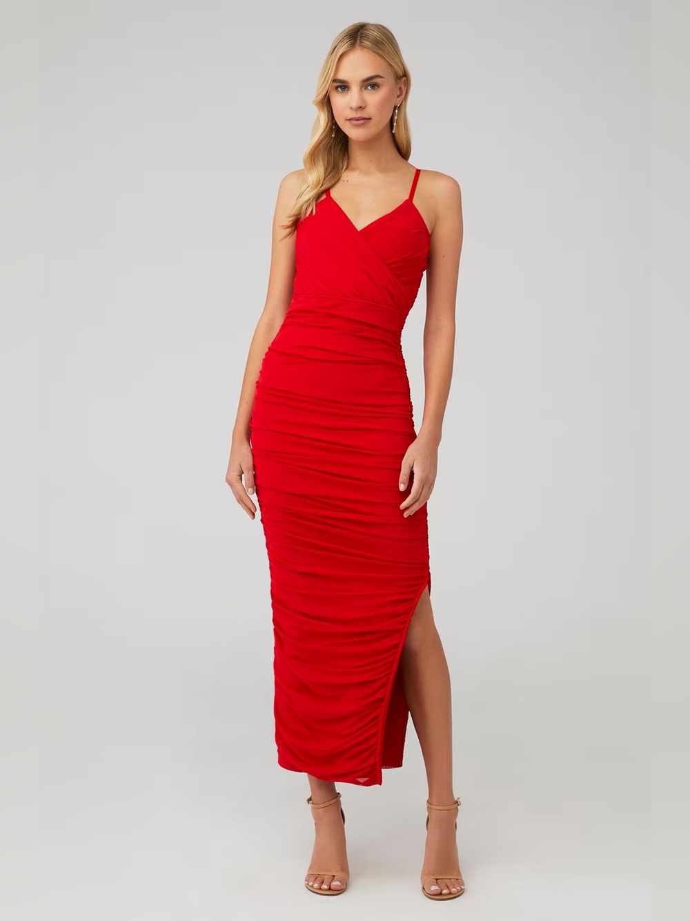 Elliatt x Revolve Pippa Dress Ruched Striking Red Maxi Dress Revolve NWT XS